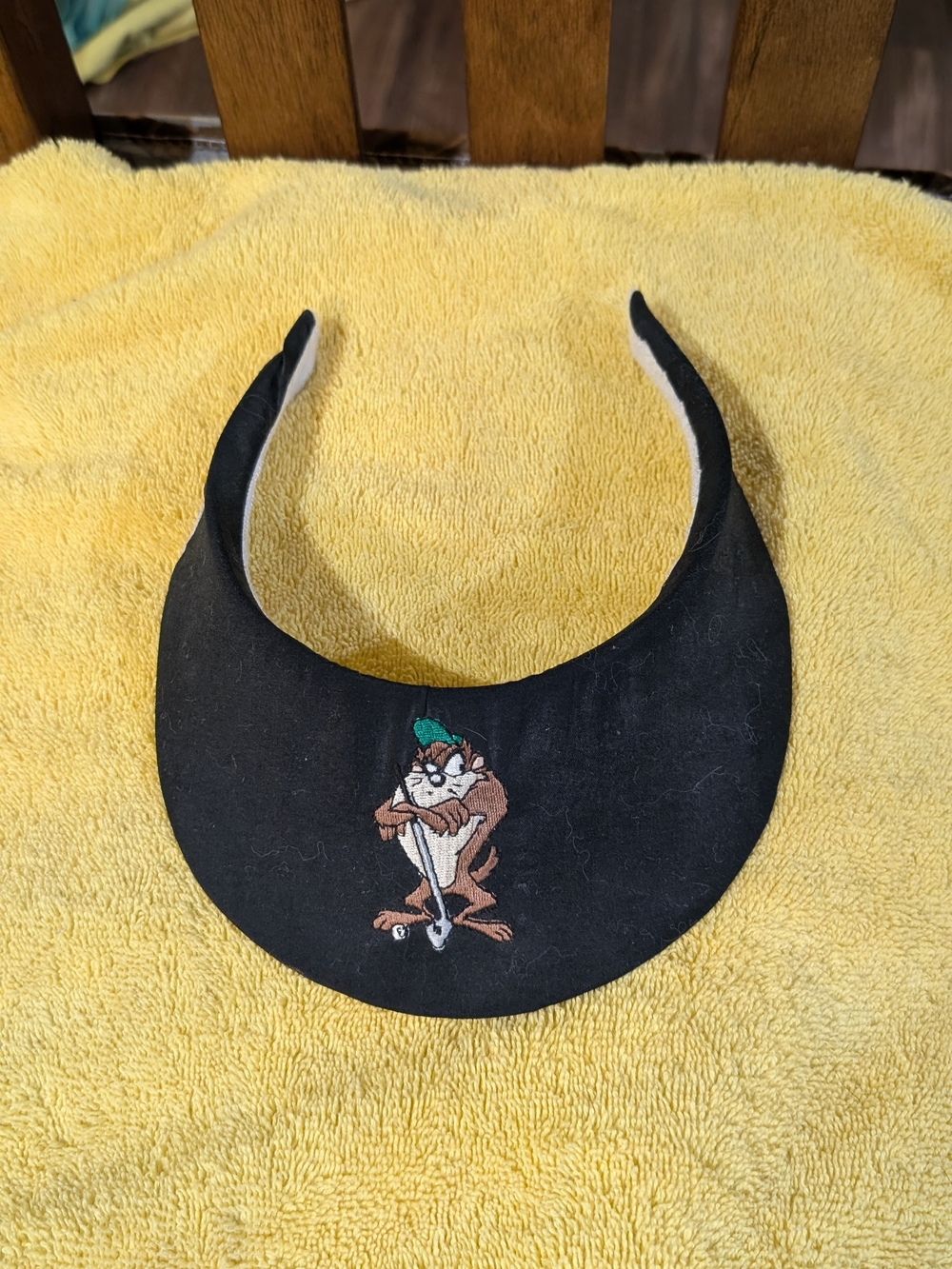 Vintage Looney Tunes Tasmanian Devil Taz Golf Visor Black Embroidered
